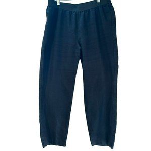 Soft Surroundings Women's Black Pull On 100% Linen Pants Elastic Waist Medium